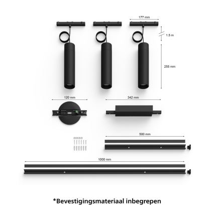 Philips - Juego de 3 lámparas colgantes LED RGBW regulables con cable para sistema de riel Hue PERIFO LED/15,6W/230V 2000-6500K