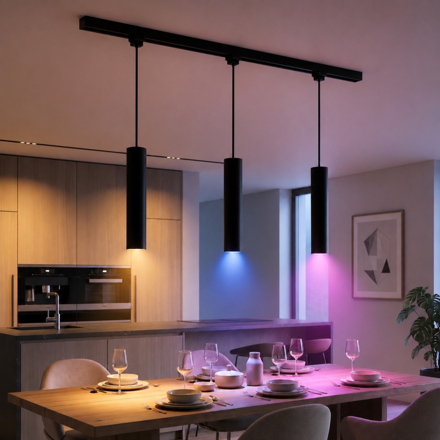 Philips - Lámpara colgante LED regulable RGBW para sistema de riel EASYLINK HUE 3xGU10/4,7W/230V 2200-6500K 1m negro