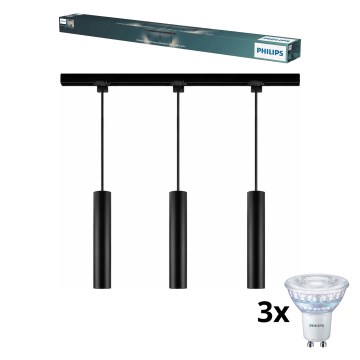 Philips - Lámpara colgante LED regulable con cable para sistema de riel EASYLINK 3xGU10/7W/230V 2200-2700K 1m negro
