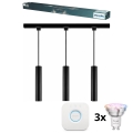 Philips - Lámpara colgante LED RGBW regulable sobre cable para sistema de riel EASYLINK HUE 3xGU10/4,7W/230V 2200-6500K 1m negro + Hue bridge