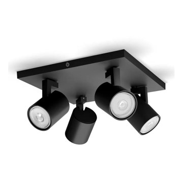 Philips - Lámpara de focos RUNNER 4xGU10/20W/230V negra