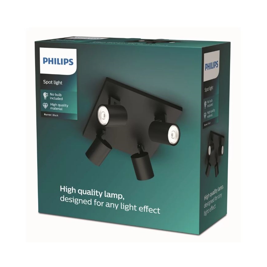 Philips - Lámpara de focos RUNNER 4xGU10/20W/230V negra
