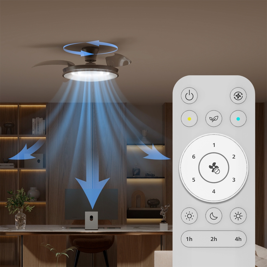 Philips - Lámpara de techo LED regulable con ventilador ATLAS LED/35W/230V cromo mate + mando a distancia