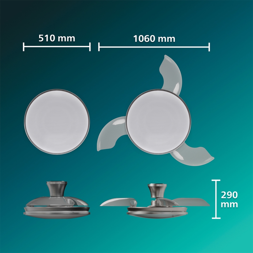 Philips - Lámpara de techo LED regulable con ventilador ATLAS LED/35W/230V cromo mate + mando a distancia