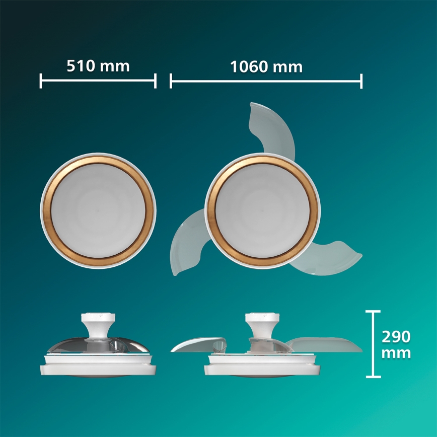 Philips - Lámpara de techo LED regulable con ventilador BLISS LED/35W/230V, color oro + mando a distancia
