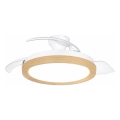 Philips - Lámpara de techo LED regulable con ventilador BLISS LED/35W/230V, marrón + mando a distancia