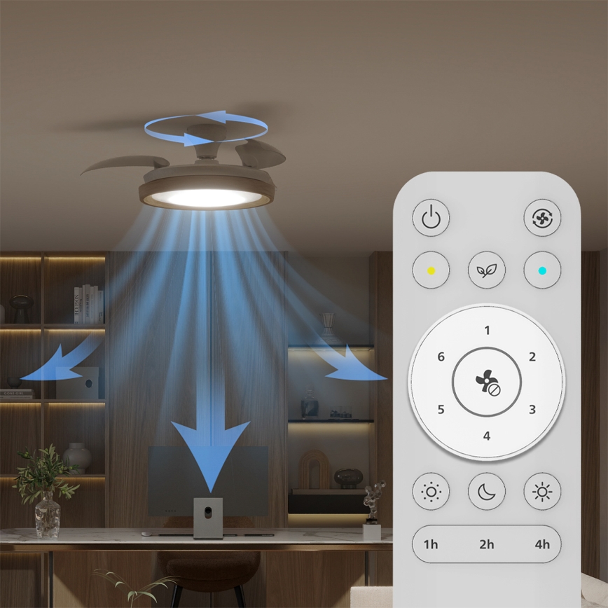 Philips - Lámpara de techo LED regulable con ventilador BLISS LED/35W/230V, marrón + mando a distancia