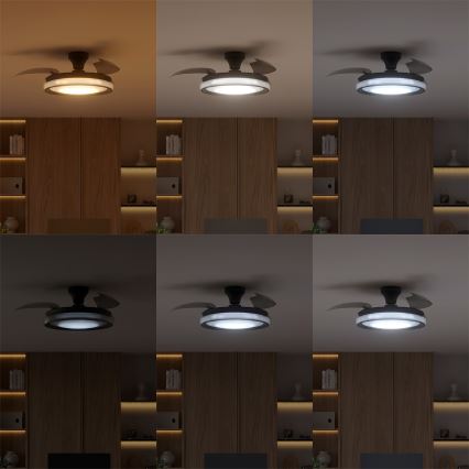 Philips - Lámpara de techo LED regulable con ventilador BLISS LED/35W/230V negra + mando a distancia