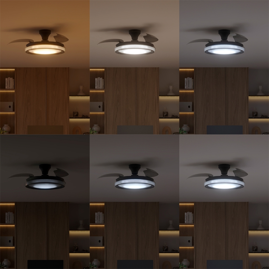Philips - Lámpara de techo LED regulable con ventilador BLISS LED/35W/230V negra + mando a distancia