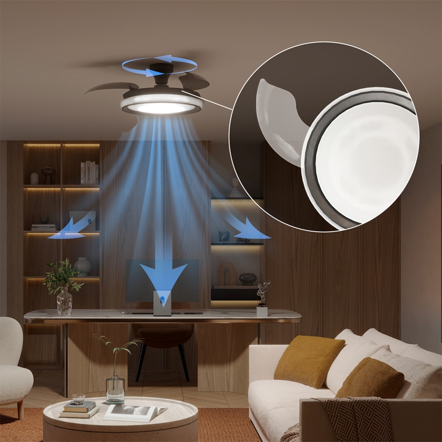 Philips - Lámpara de techo LED regulable con ventilador BLISS LED/35W/230V negra + mando a distancia