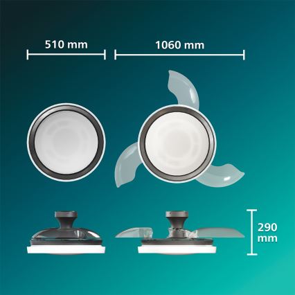 Philips - Lámpara de techo LED regulable con ventilador BLISS LED/35W/230V negra + mando a distancia