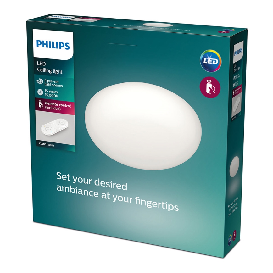Philips - Lámpara de techo LED regulable LED/23W/230V + mando a distancia