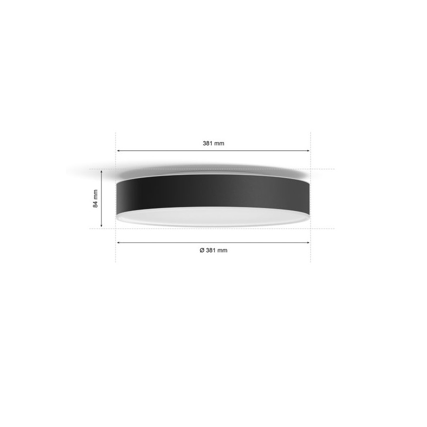 Philips - Lámpara de techo regulable Hue LED/19,2W/230V 2200-6500K Ø 381 mm negra + mando a distancia