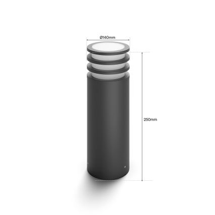 Philips - Lámpara exterior LED RGB regulable Hue LUCCA 1xE27/8,1W/230V 25 cm 1000-20000K IP44