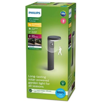 Philips - Lámpara solar LED con sensor de movimiento y crepuscular LED/1,2W/4V 1800 mAh 3000K IP44