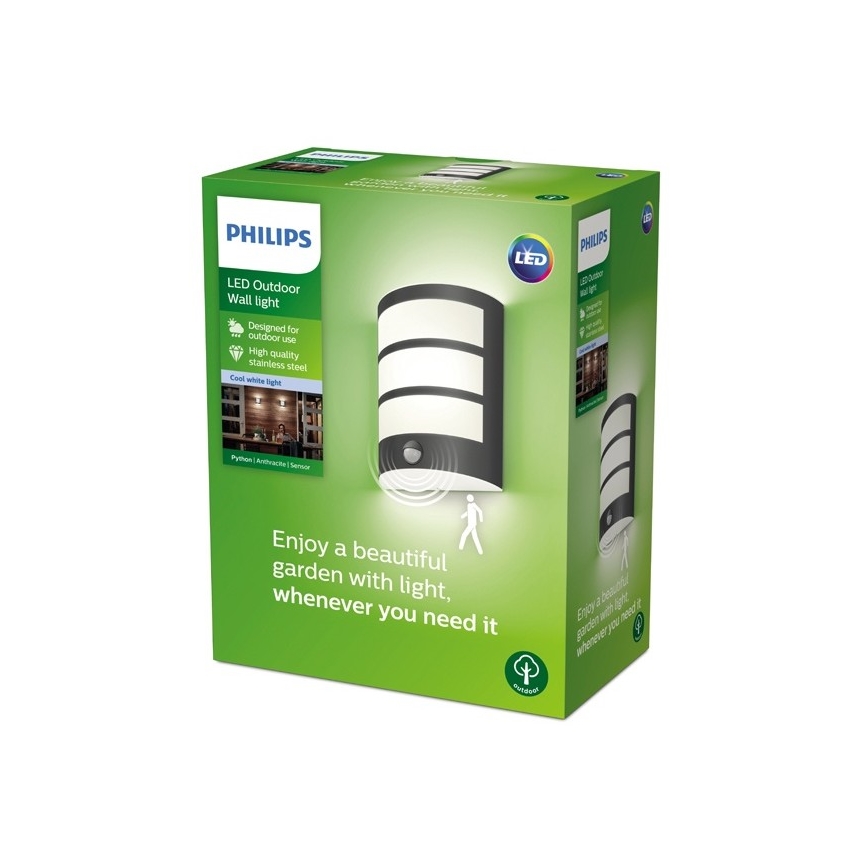Philips - Aplique LED de exterior con sensor LED/6W/230V 4000K IP44