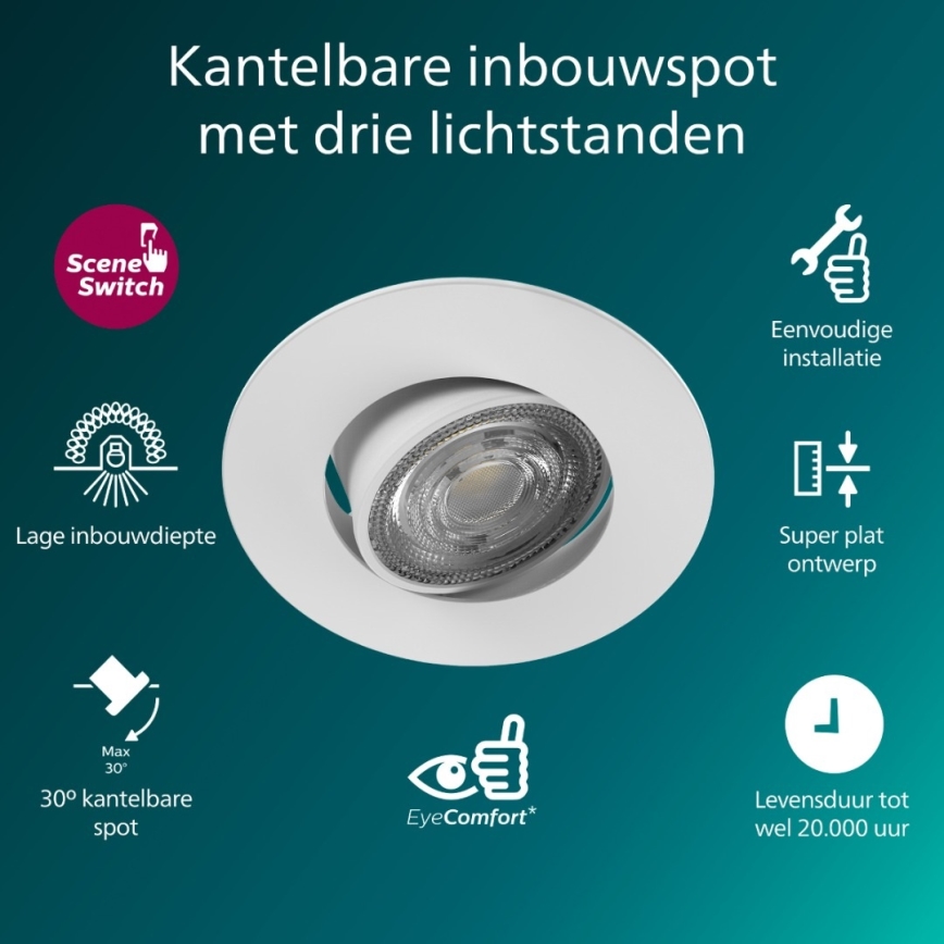 Philips - Downlight empotrable LED regulable CILANTRO LED/5W/230V 2700K blanco