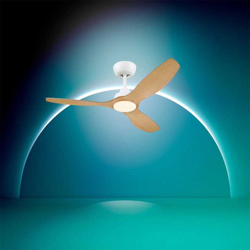 Philips - Ventilador de techo LED regulable OLAS LED/24W/230V Ø 132 cm blanco/marrón + mando a distancia