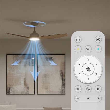 Philips - Ventilador de techo LED regulable OLAS LED/24W/230V Ø 132 cm blanco/marrón + mando a distancia