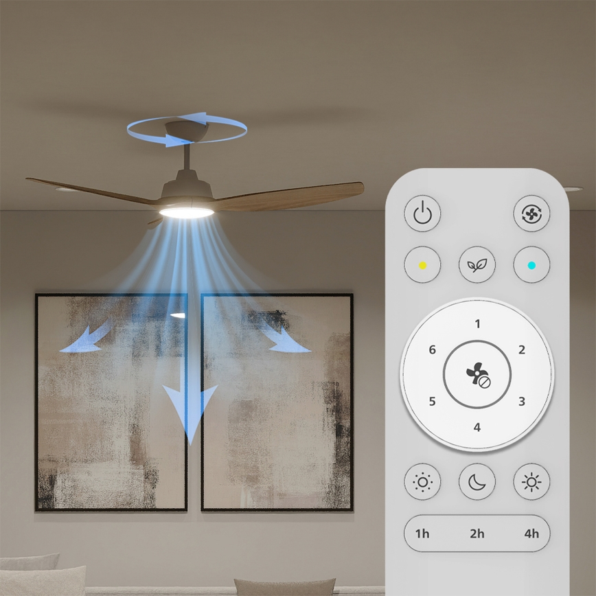 Philips - Ventilador de techo LED regulable OLAS LED/24W/230V Ø 132 cm blanco/marrón + mando a distancia