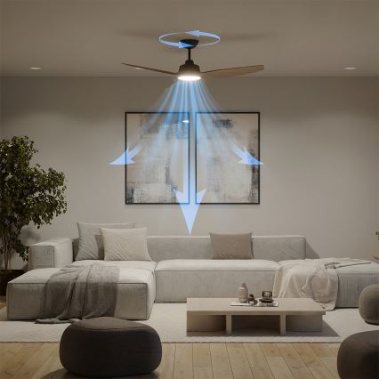 Philips - ventilador de techo LED regulable OLAS LED/24W/230V diámetro 132 cm negro/marrón + mando a distancia