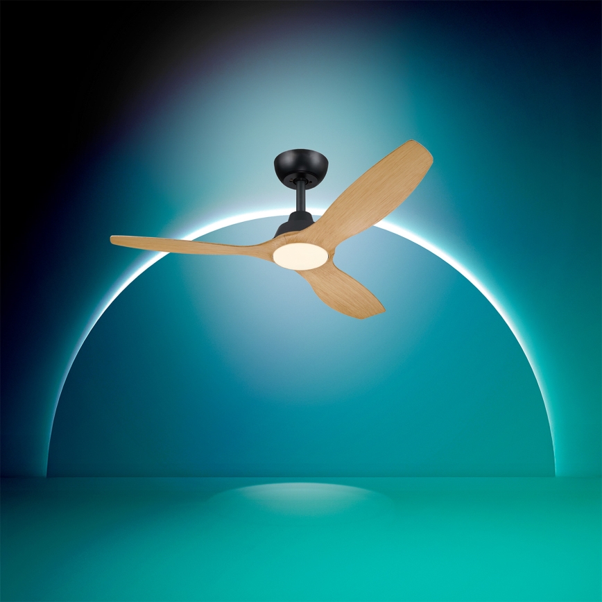 Philips - ventilador de techo LED regulable OLAS LED/24W/230V diámetro 132 cm negro/marrón + mando a distancia