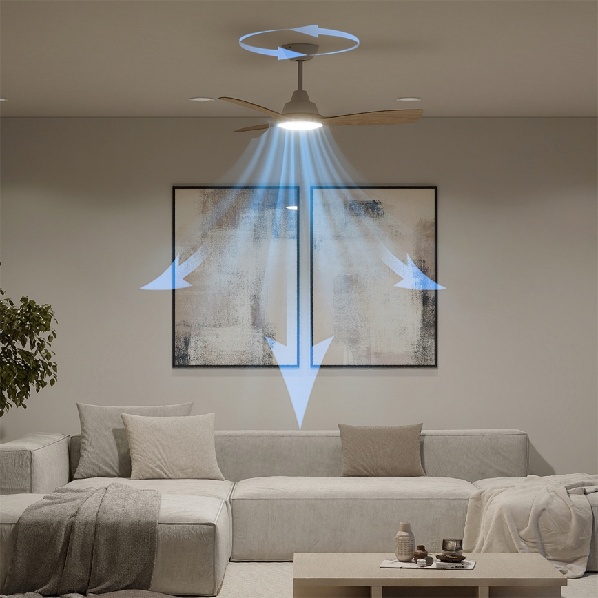 Philips - ventilador de techo LED regulable OLAS LED/24W/230V, diámetro 106 cm, blanco/marrón + mando a distancia