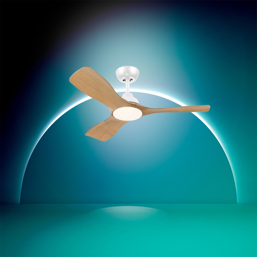 Philips - ventilador de techo LED regulable OLAS LED/24W/230V, diámetro 106 cm, blanco/marrón + mando a distancia