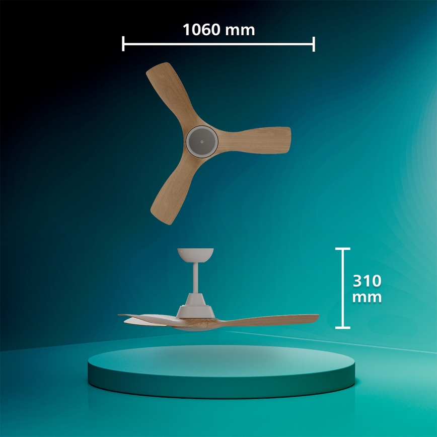 Philips - ventilador de techo LED regulable OLAS LED/24W/230V, diámetro 106 cm, blanco/marrón + mando a distancia