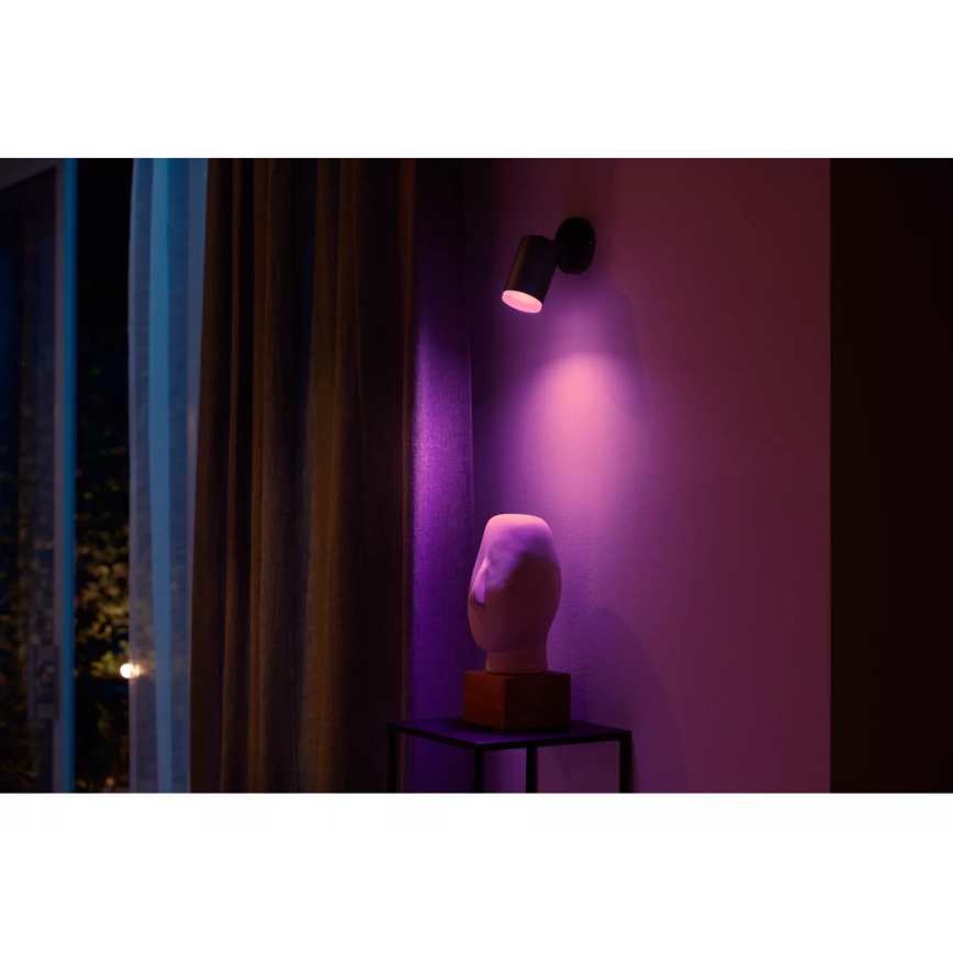 Philips - LED RGBW Foco regulable Hue FUGATO 1xGU10/4,2W/230V 2000-6500K negro