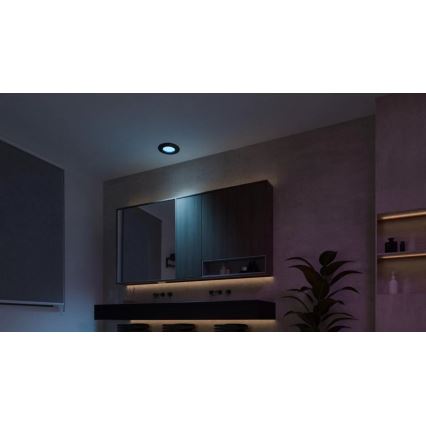 Philips - LED RGBW Lámpara empotrable regulable para el baño Hue SLIM LED/8,3W/230V 2000-6500K IP44 negro
