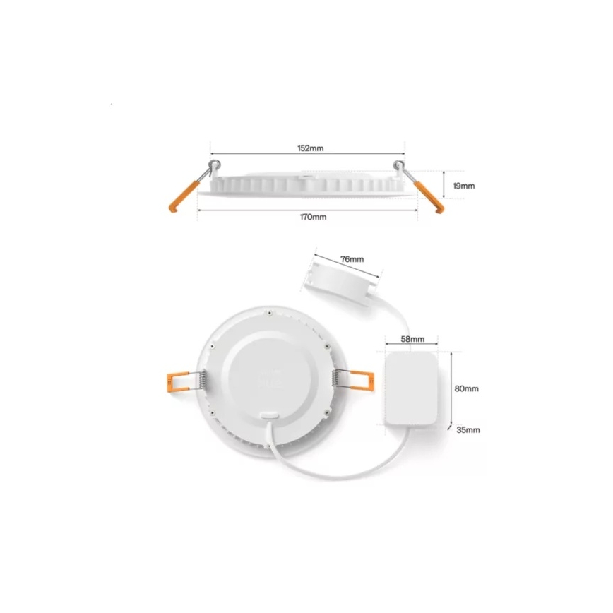 Philips - Downlight empotrable para baño LED RGBW regulable Hue SLIM LED/12W/230V 1000-20000K blanco IP44