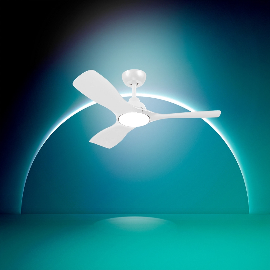 Philips - Ventilador de techo LED regulable OLAS LED/24W/230V Ø 106 cm blanco + mando a distancia