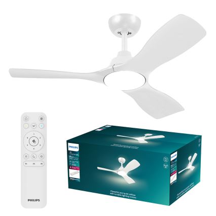 Philips - Ventilador de techo LED regulable OLAS LED/24W/230V Ø 106 cm blanco + mando a distancia
