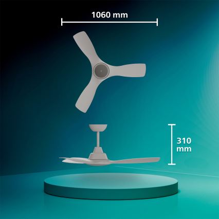 Philips - Ventilador de techo LED regulable OLAS LED/24W/230V Ø 106 cm blanco + mando a distancia