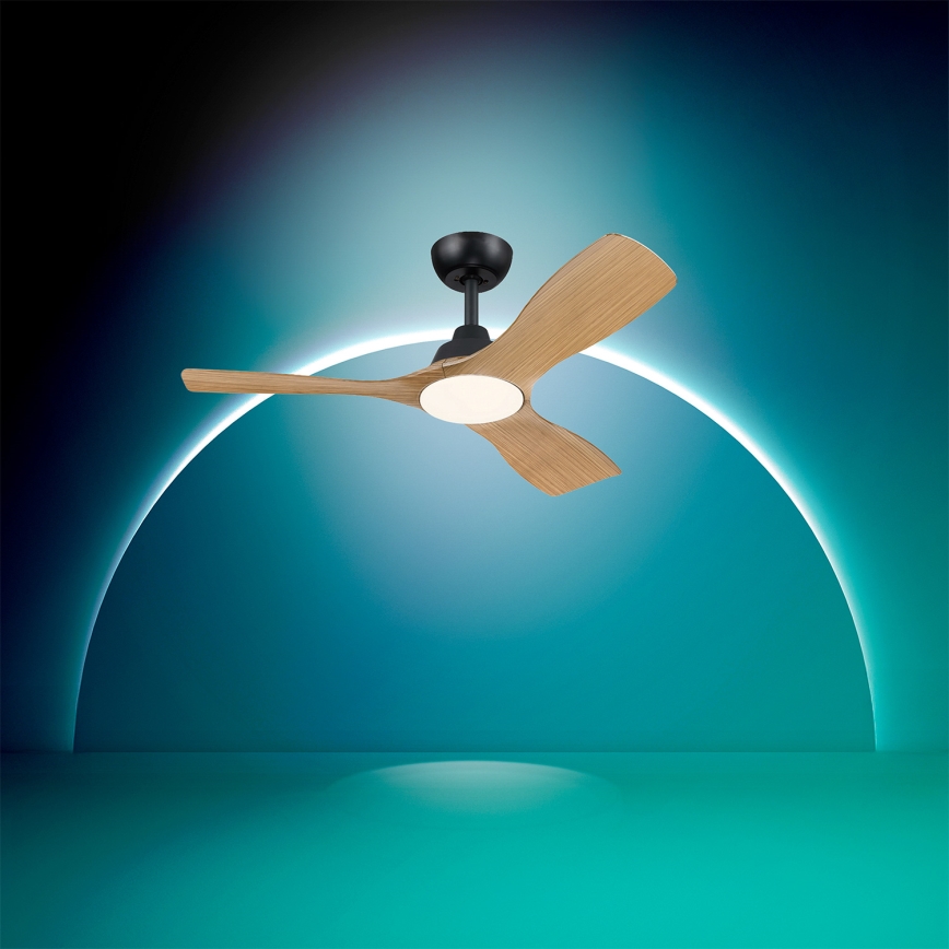 Philips - Ventilador de techo LED regulable OLAS LED/24W/230V Ø 106 cm negro/marrón + mando a distancia