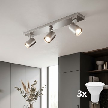 Philips - Luminaria de focos LED acabado en cromo mate 3xGU10/20W/230V