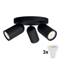 Philips - Luminaria empotrable LED RGBW regulable PONGEE 3xGU10/4,8W/230V 3000K negra + mando a distancia