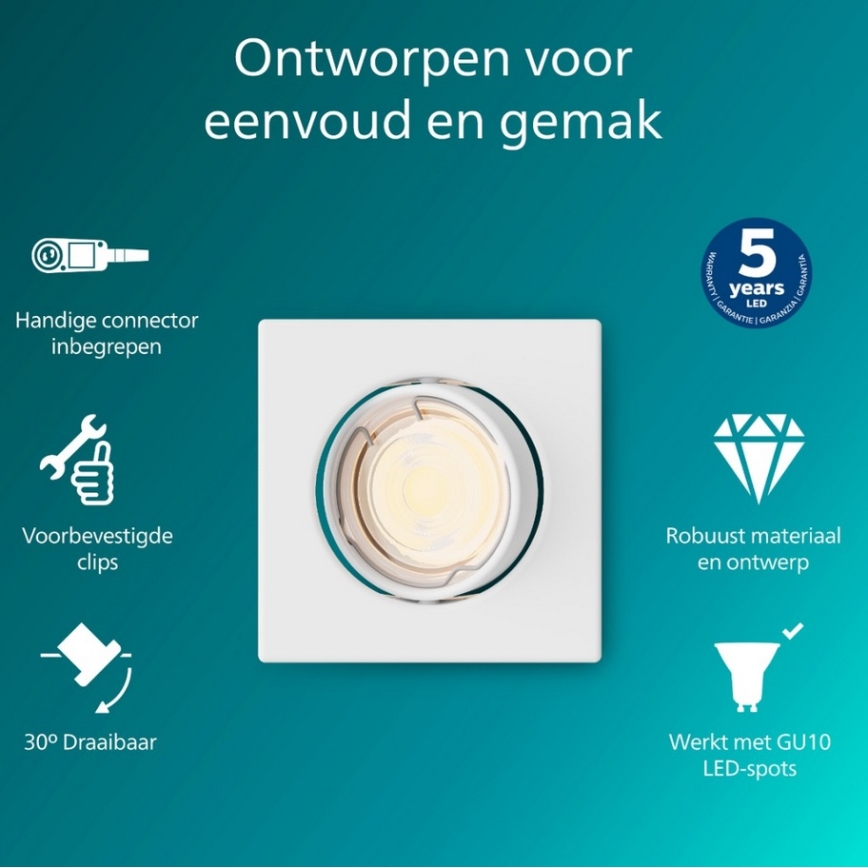 Philips - Luminaria empotrable PERIDOT 1xGU10/7W/230V blanca
