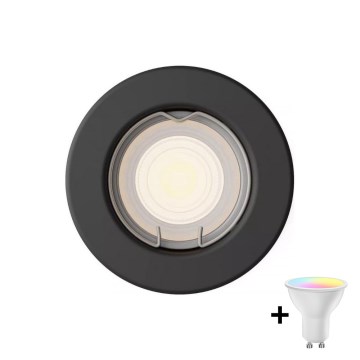 Philips - Luminaria empotrada LED RGBW regulable PERIDOT 1xGU10/6W/230V negra + mando a distancia