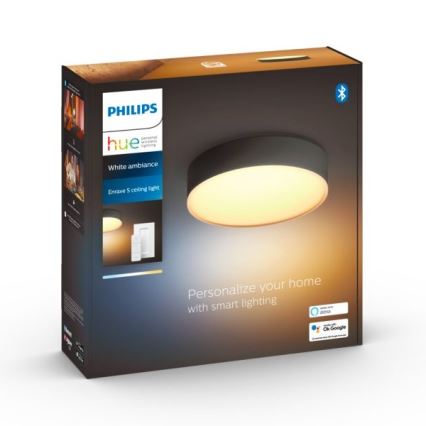 Philips - Lámpara de techo Hue LED regulable LED/9,6W/230V 2200-6500K diámetro 261 mm negra + mando a distancia