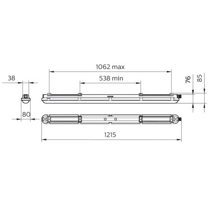 Philips - Luminaria técnica lineal LED CORELINE, 25 W, 230 V, 120 cm, IP66