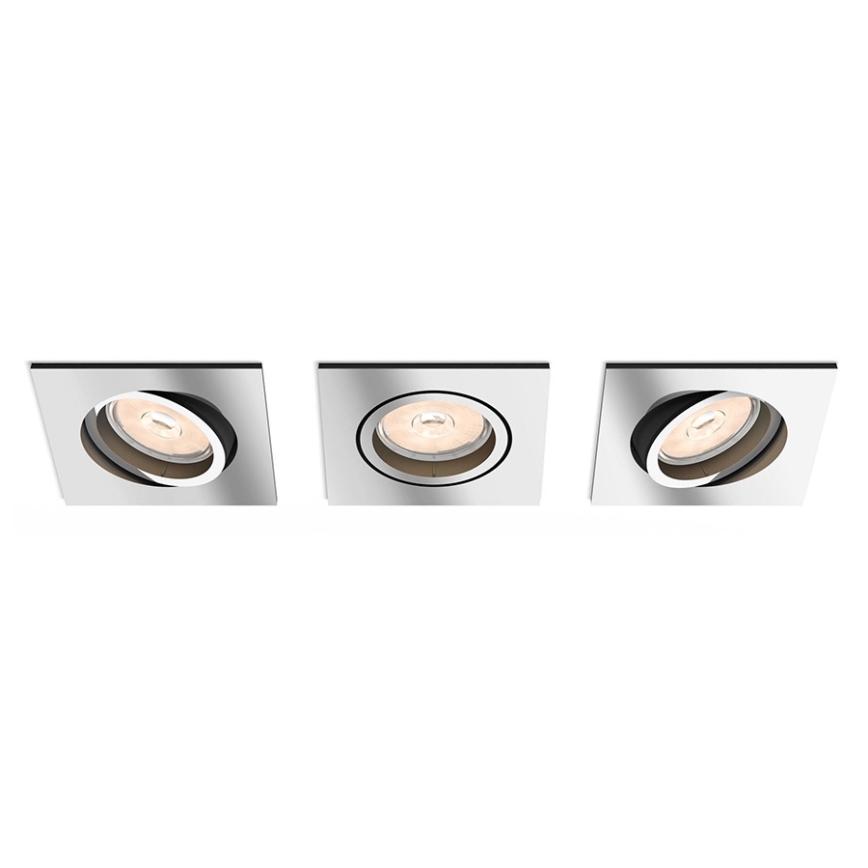 Philips - Juego de 3 luminarias empotradas LED RGBW regulables DONEGAL 1xGU10/4,8W/230V + control remoto