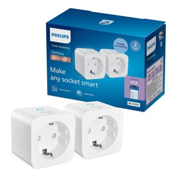 Philips - Pack de 2 enchufes inteligentes SCHUKO 2300W + medidor de consumo Wi‑Fi