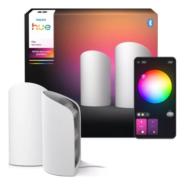 Philips - Pack de 2 focos de proyección Hue PLAY Wall Washer LED RGBW regulables, 20W/230V, 2000–6500K, blanco