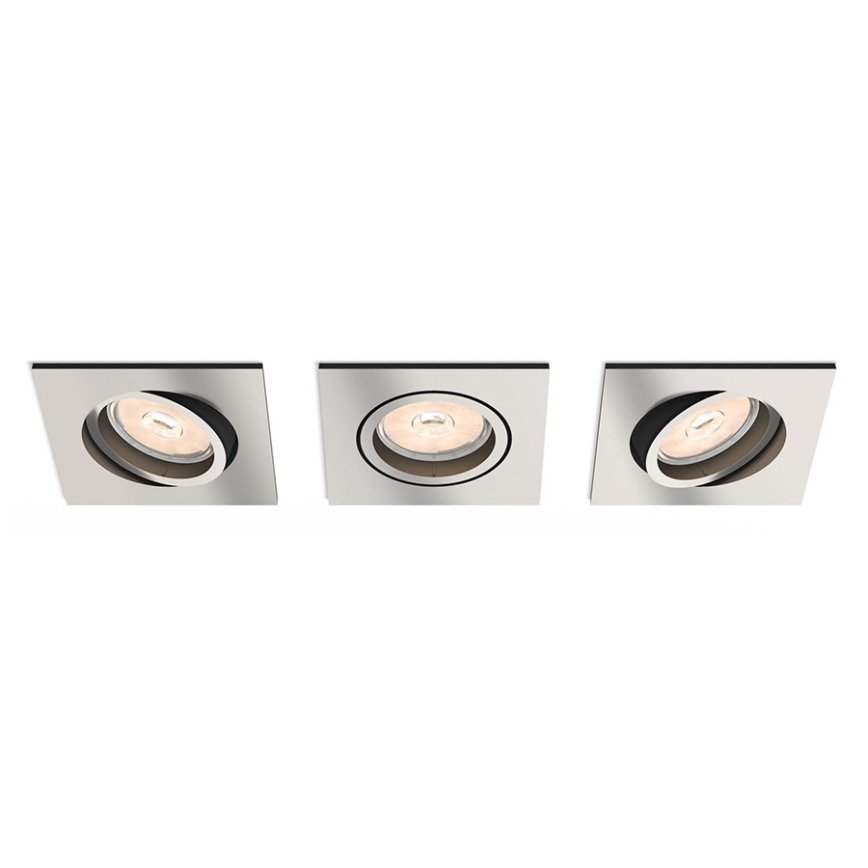 Philips - Juego de 3 luminarias empotradas LED RGBW regulables DONEGAL 3xGU10/4,8W/230V + control remoto