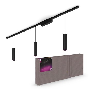 Philips - Pack de 3 lámparas colgantes LED RGBW regulables con cable para el sistema de riel Hue PERIFO LED/15,6W/230V 2000-6500K