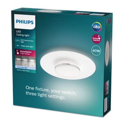 Philips- Plafón LED regulable SCENE SWITCH LED/40W/230V 4000K plata