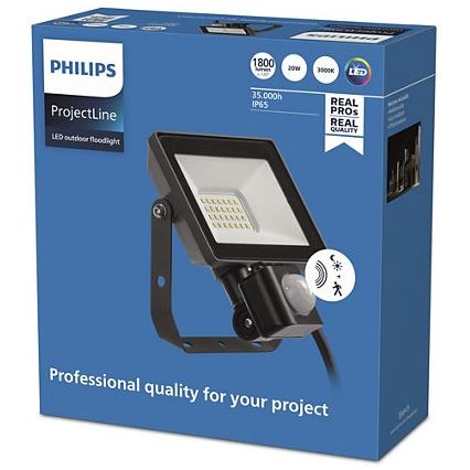 Philips - Proyector LED de exterior con sensor PROJECTLINE LED/20W/230V IP65 3000K