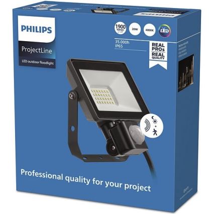Philips - Proyector LED de exterior con sensor PROJECTLINE LED/20W/230V IP65 4000K